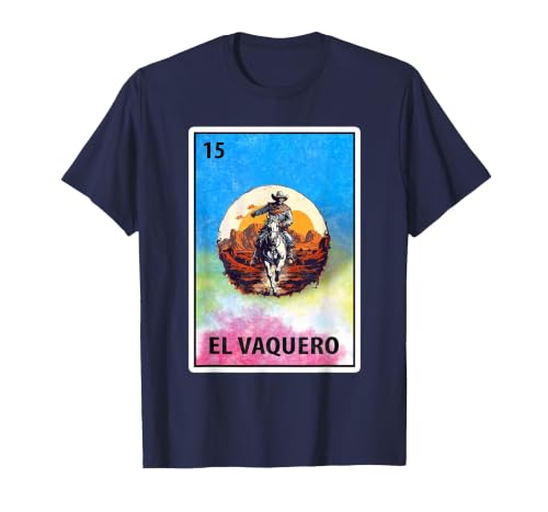 Cowboy Mexican Cards Mexican Bingo El Vaquero T-Shirt - size chart