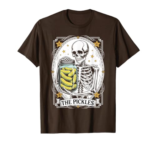 Tarot Card Skeleton Halloween Ades.shirt The Pickles Tarot Card Skeleton Canning Season Gardener T-Shirt - size chart
