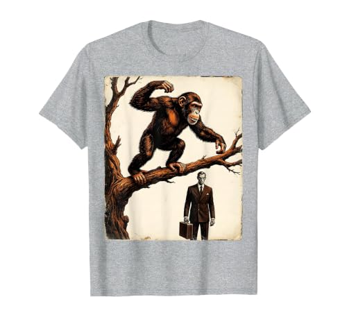 Mademark Monkey Flinging Poo at Businessman Graphic T-Shirt - Men - size chart