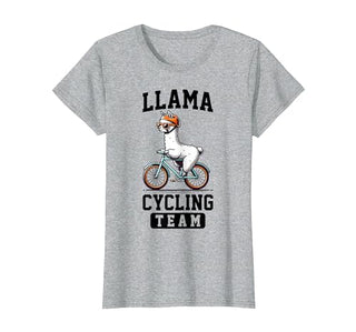 Bicycle Riding Animals Co. Llama Cycling Team Riding Bicycle T-Shirt - size chart