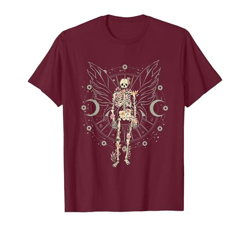 Y2K Grudge Core Mystical Celestial Halloween NS Fairy Grunge Fairycore Aesthetic Butterfly Skeleton Gothic T-Shirt - size