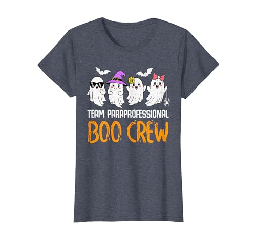 Halloween Tees for Women Men Kids Team Paraprofessional Boo Crew Ghost Halloween para Costume T-Shirt - size chart