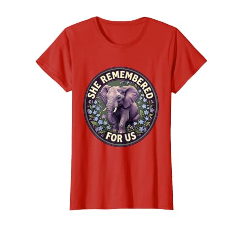 Mademark She Remembered For Us Gentle Elephant Design T-Shirt - Women - size chart