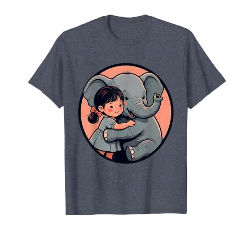 Mademark Cute Girl Snuggling Baby Elephant Graphic Tee T-Shirt - Men - size chart