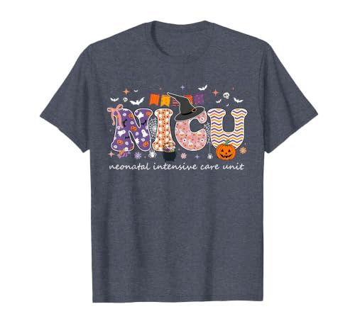 Halloween NICU Nurse Neonatal Intensive Care Neonatal Intensive Care Unit Coquette NICU Nurse Halloween T-Shirt - size chart