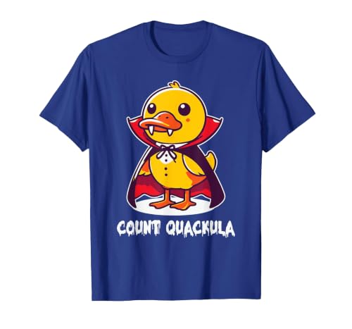Funny Halloween Costume Count Quackula Funny Duck Halloween Costume T-Shirt - size chart