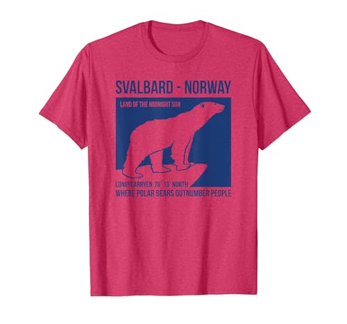 Svalbard T-Shirt Co. Svalbard Norway Polar Bear T Shirt Spitsbergen Longyearbyen T-Shirt - size chart