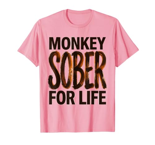 Mademark Monkey Sober For Life Funny Sobriety Design T-Shirt - Men - size chart