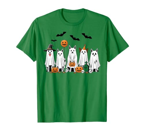 Spooky Dog Lovers Haunted Halloween Designs Halloween Ghost Dogs Pumpkin Candy Party Costume T-Shirt - size chart