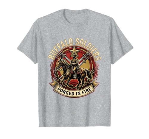 Mademark Buffalo Soldiers Forged in Fire Military Tribute T-Shirt - size chart