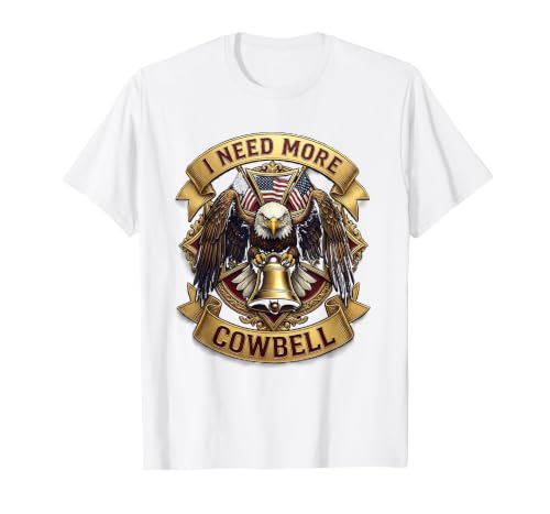 Mademark I Need More Cowbell Funny Music Design T-Shirt - size chart
