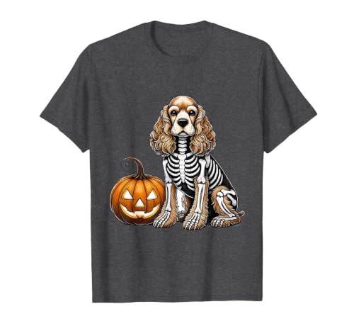 Spooky Cocker Spaniel Skeleton Costumes Halloween Cocker Spaniel Skeleton Jack O Lantern Funny Dog Halloween T-Shirt - size