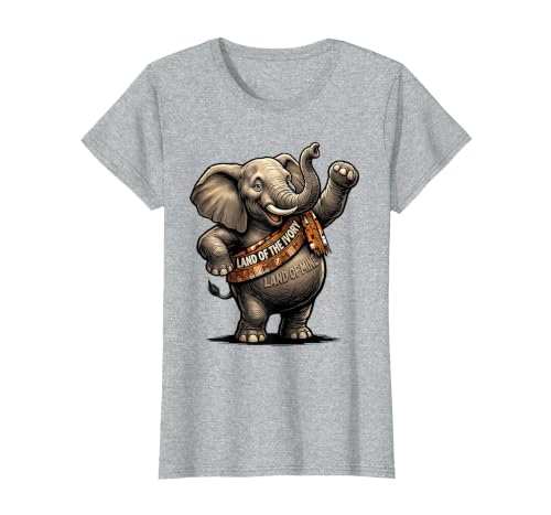 Mademark Land Of The Ivory, Land Of Mine Patriotic Elephant Design T-Shirt - Women - size chart