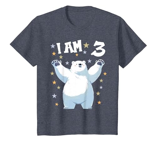 3 years old 3rd birthday Polar Bear Kids 3 Years Old 3 Birthday Polar Bears Boy Girl Polar Bear T-Shirt - size chart