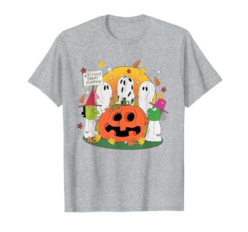 Funny Halloween gift tee Welcome Great Pumpkin Boo Witch Pumpkin Halloween T-Shirt - size chart