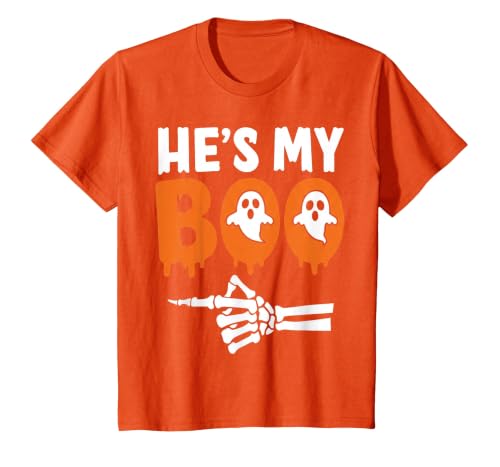 He's My Boo Matching Halloween Pajama Couples Funny T-Shirt - size chart