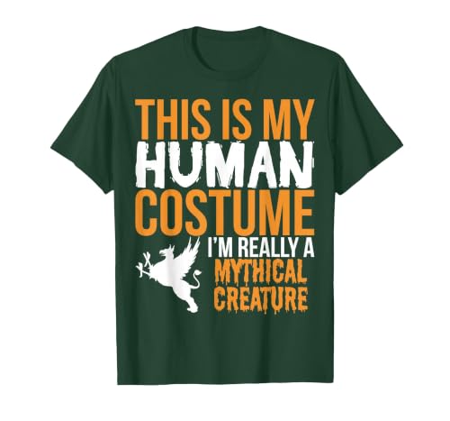 This is My Human Costume Mythical Creature - Halloween Funny T-Shirt - size chart