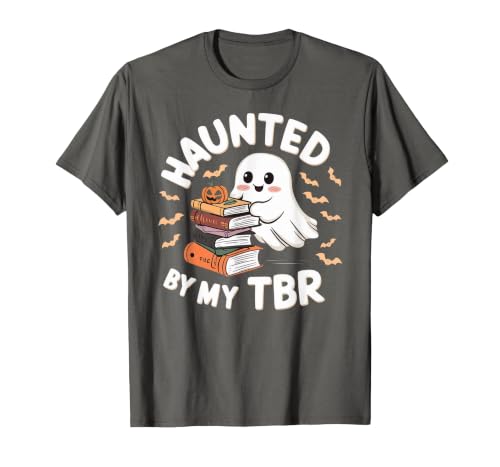 Halloween Student Books Lovers Haunted By My TBR Haunted By My TBR Cute Ghost Book Reading Teacher Halloween T-Shirt - size