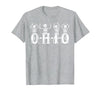 Funny O-H-I-O State Skeleton Halloween Funny O-H-I-O State Skeleton Ohio Halloween Vintage Vibe Fun T-Shirt - size chart