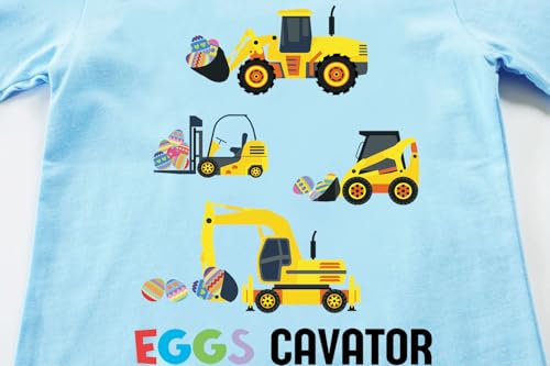 Easter Day Gift for Toddler Boy Baby Girl Tractor Loving Bunny T-Shirt — design detail