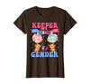 Funny Bear Blue Pink Gender Reveal Men Women Keeper of The Gender Reveal Cute Bear Balloons Pink Or Blue T-Shirt - size chart