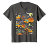 Kids Fun Construction Vehicle Halloween spider web Kids Construction Vehicle Halloween Crane Truck Pumpkin Boys T-Shirt -