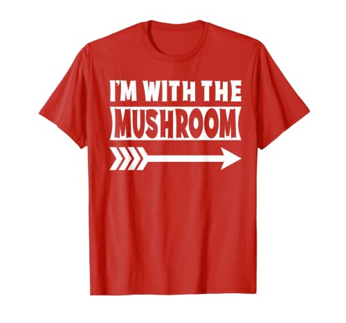 Funny Lazy & Easy Halloween Couple Costume Tee I'm with The Mushroom Halloween Costume Mushroom Halloween T-Shirt - size