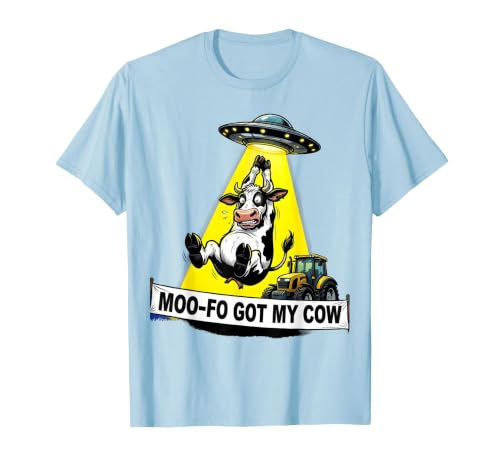 Mademark Moo-FO Got My Cow Alien Abduction Design T-Shirt - size chart