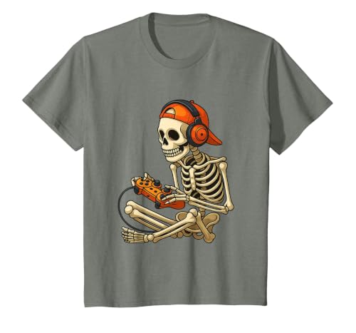 VibeKilla Video Game Halloween Skeleton Gamer Costume T-Shirt - size chart