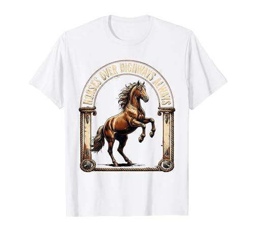 Mademark Horses Over Highways Always Equestrian Design T-Shirt - Men - size chart