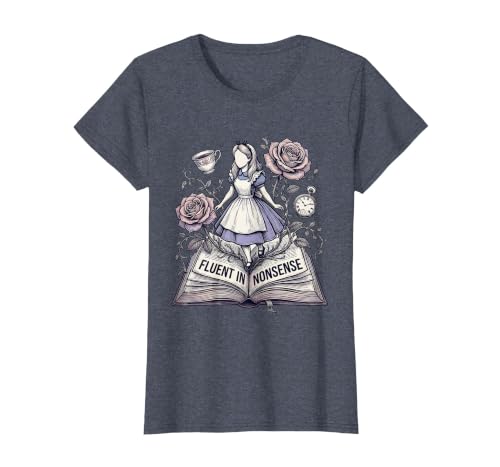 Mademark Fluent In Nonsense Alice in Wonderland Design T-Shirt - size chart