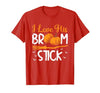 Match Halloween Couple Costumes I Love His Broomstick I Love Her Pumpkins T-Shirt - size chart