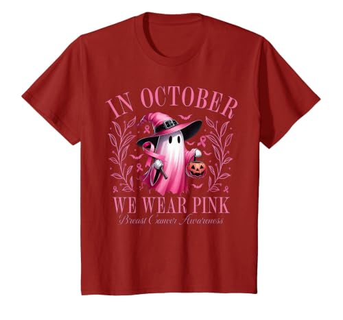 Ghost October Wear Pink Breast Cancer t -shir t Halloween Pink Ghost in October We Wear Pink Breast Cancer T-Shirt - size