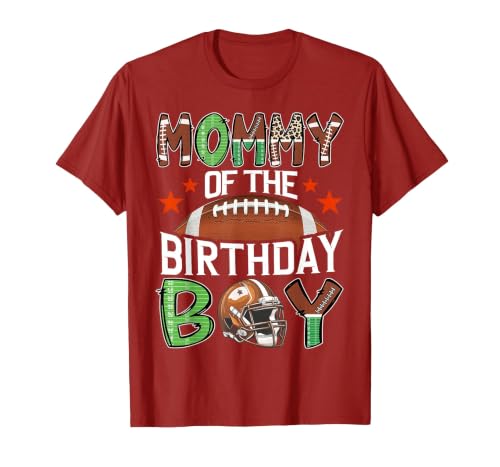 Football Birthday Boy Family Matching Mommy of The Birthday Boy Game Day Football T-Shirt - size chart