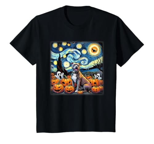Pitbull Starry Night Tees Starry Night Pitbull Halloween T-Shirt - size chart