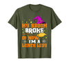 Funny Lunch Lady Halloween Costume My Broom Broke So Now I'm A Lunch Lady Halloween Cantine T-Shirt - size chart