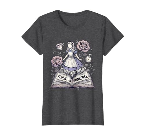 Mademark Fluent In Nonsense Alice in Wonderland Design T-Shirt - size chart