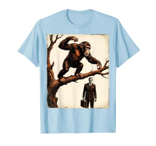 Mademark Monkey Flinging Poo at Businessman Graphic T-Shirt - Men - size chart