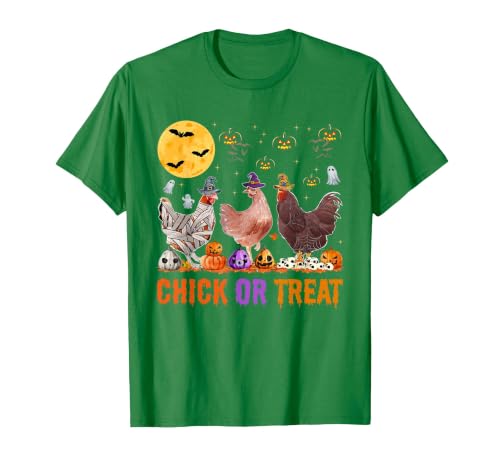 Autumn Pumpkin Chicken Halloween Chicken Farm Fall Halloween Chicken Pumpkin Chick Or Treat Spooky T-Shirt - size chart