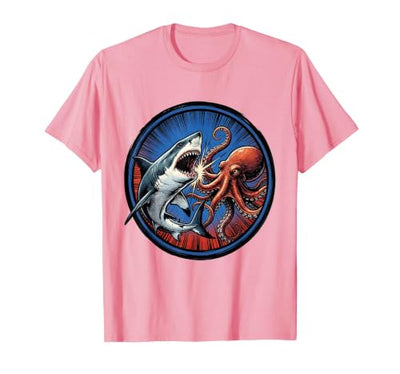 Shark vs Octopus Epic Underwater Showdown T-Shirt