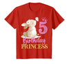 Kids 5th Birthday Rabbit Princess Girl Bunny 5 Years Old T-Shirt — design detail