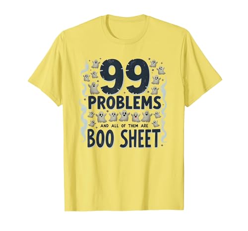 Mademark Ghost & Spirits - Ghost (99 Problems All) T-Shirt - size chart