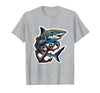 Mademark Tiger Shark Tangled in Anchor Chain Illustration T-Shirt - size chart