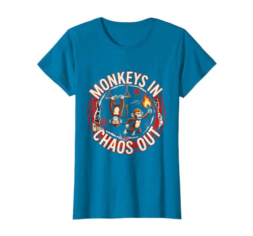 Mademark Monkeys In. Chaos Out. Punk Metal Circus Design T-Shirt - Women - size chart