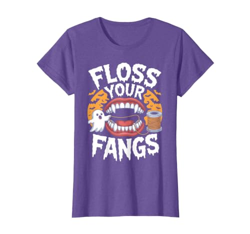 Spooky Dental Office Halloween Dental Crew Ghost Floss Your Fangs Dental Halloween Shirt Dentist Halloween T-Shirt - size