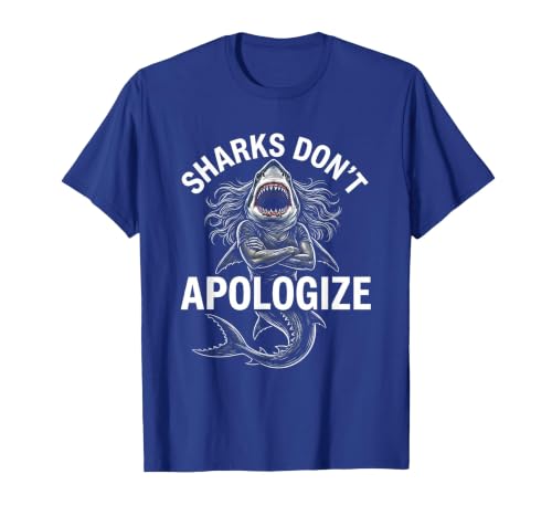 Mademark Sharks Don't Apologize Bold Women's Design T-Shirt - Asphalt Grey