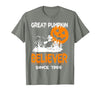 BlackThreadCa Great Pumpkin Believer Halloween Fun Graphic T-Shirt - size chart