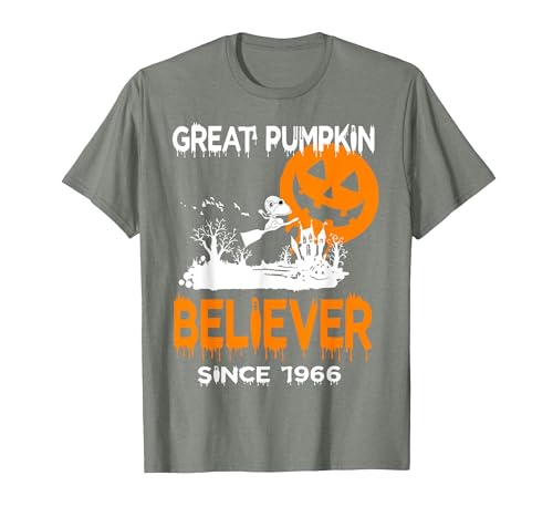 BlackThreadCa Great Pumpkin Believer Halloween Fun Graphic T-Shirt - size chart
