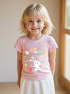 Easter Day Gift for Toddler Boy Baby Girl Tractor Loving Bunny T-Shirt — design detail