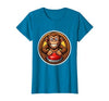 Mademark Monkey Pressing Big Red Button Funny Stupid Tee T-Shirt - Women - size chart